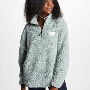 Ivory ella Mint Sherpa Pullover Quarter Zip